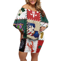 Louisiana Famous Things Christmas Family Matching Off Shoulder Short Dress and Hawaiian Shirt Xmas Holiday Patterns - Wonder Print Shop