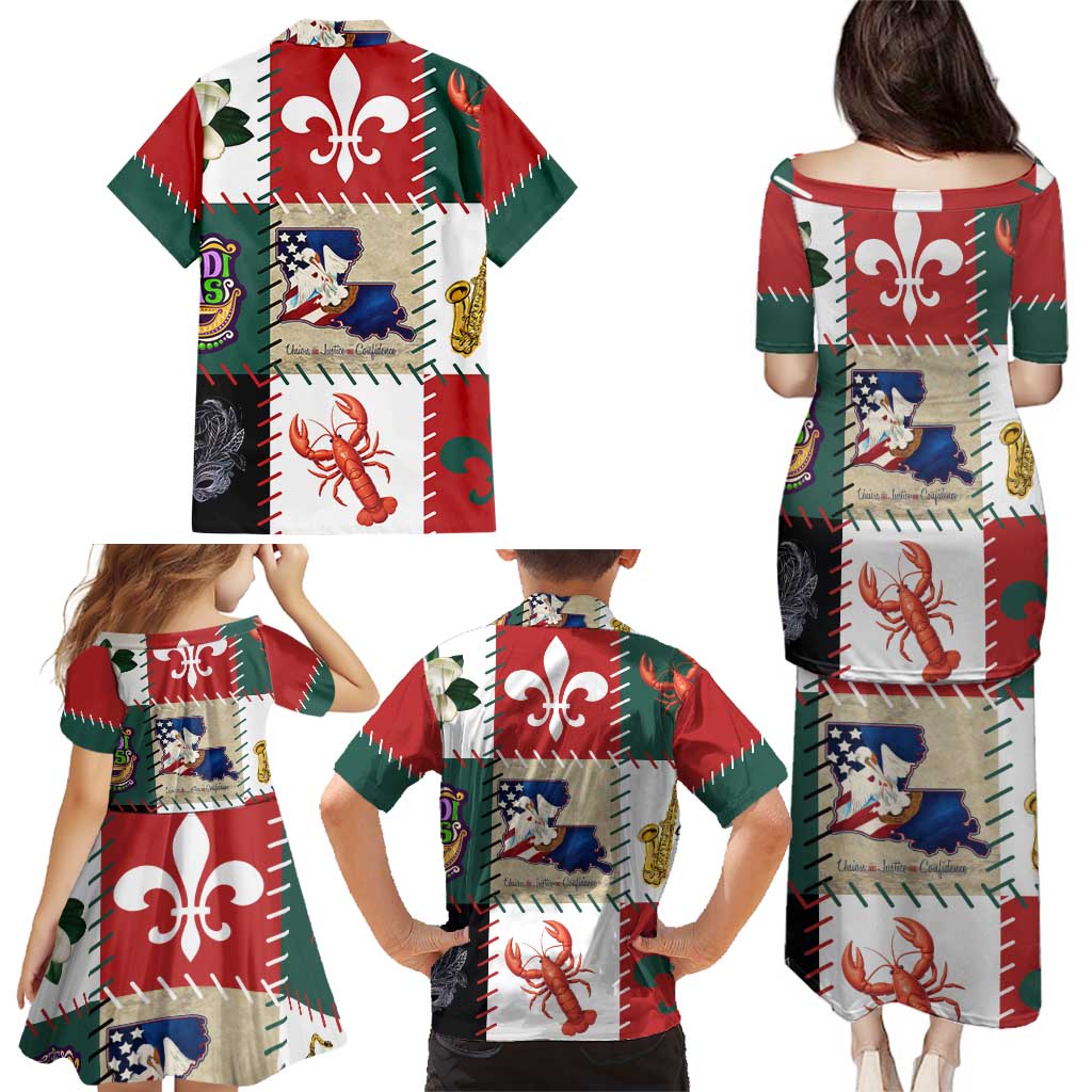 Louisiana Famous Things Christmas Family Matching Puletasi and Hawaiian Shirt Xmas Holiday Patterns - Wonder Print Shop