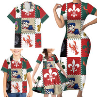 Louisiana Famous Things Christmas Family Matching Short Sleeve Bodycon Dress and Hawaiian Shirt Xmas Holiday Patterns - Wonder Print Shop