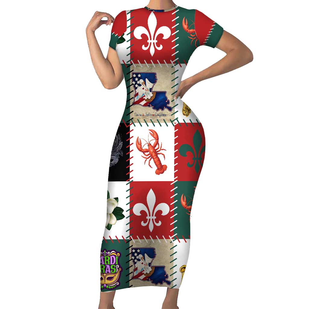 Louisiana Famous Things Christmas Family Matching Short Sleeve Bodycon Dress and Hawaiian Shirt Xmas Holiday Patterns - Wonder Print Shop