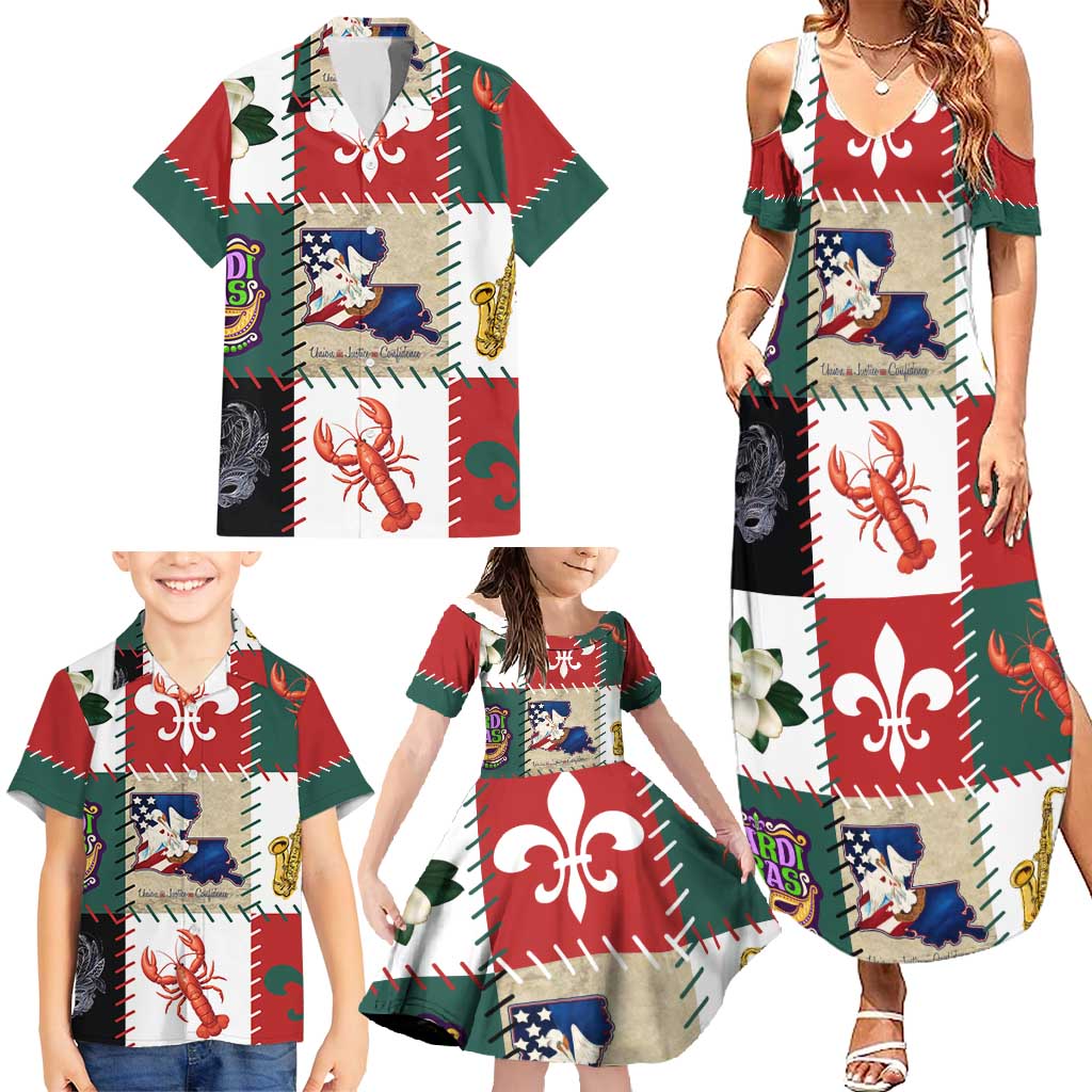 Louisiana Famous Things Christmas Family Matching Summer Maxi Dress and Hawaiian Shirt Xmas Holiday Patterns - Wonder Print Shop