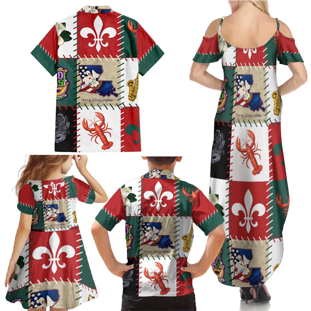 Louisiana Famous Things Christmas Family Matching Summer Maxi Dress and Hawaiian Shirt Xmas Holiday Patterns - Wonder Print Shop