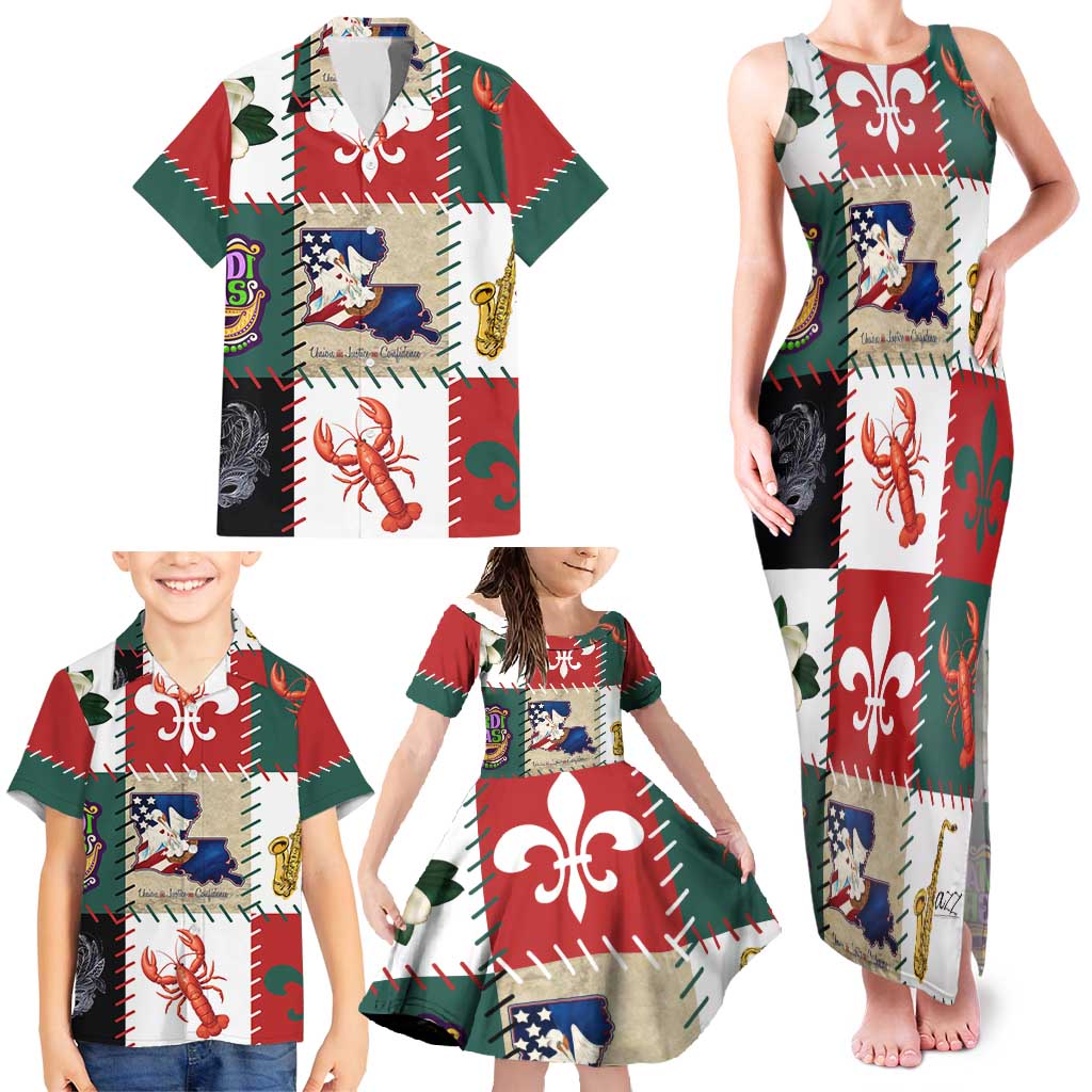 Louisiana Famous Things Christmas Family Matching Tank Maxi Dress and Hawaiian Shirt Xmas Holiday Patterns - Wonder Print Shop