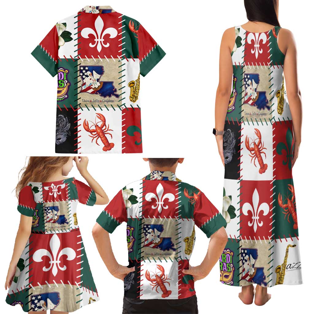 Louisiana Famous Things Christmas Family Matching Tank Maxi Dress and Hawaiian Shirt Xmas Holiday Patterns - Wonder Print Shop