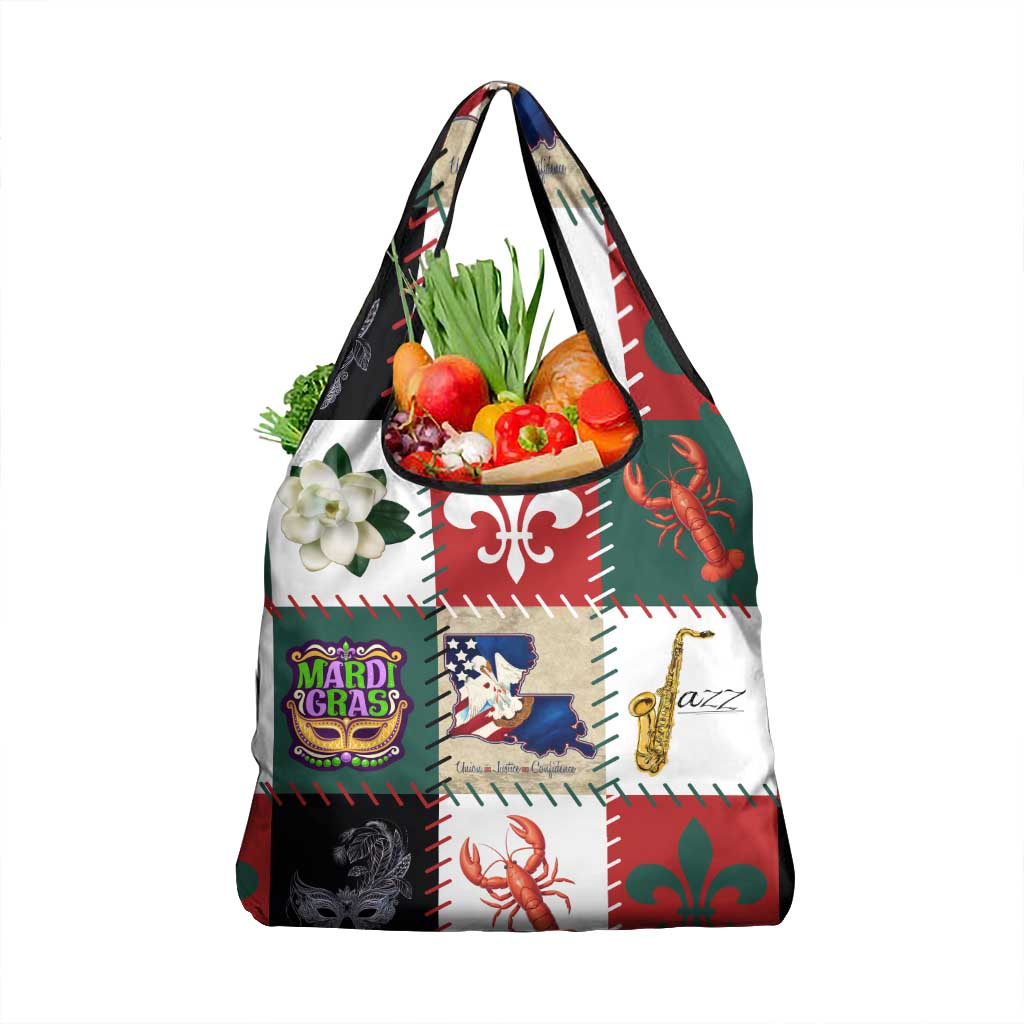 Louisiana Famous Things Christmas Grocery Bag Xmas Holiday Patterns - Wonder Print Shop