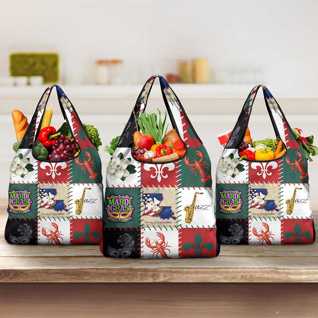 Louisiana Famous Things Christmas Grocery Bag Xmas Holiday Patterns - Wonder Print Shop