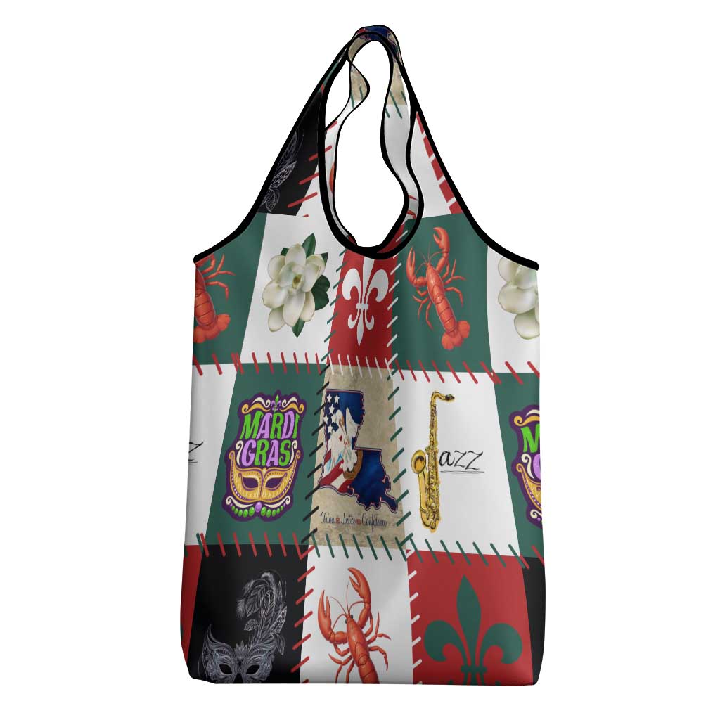 Louisiana Famous Things Christmas Grocery Bag Xmas Holiday Patterns - Wonder Print Shop
