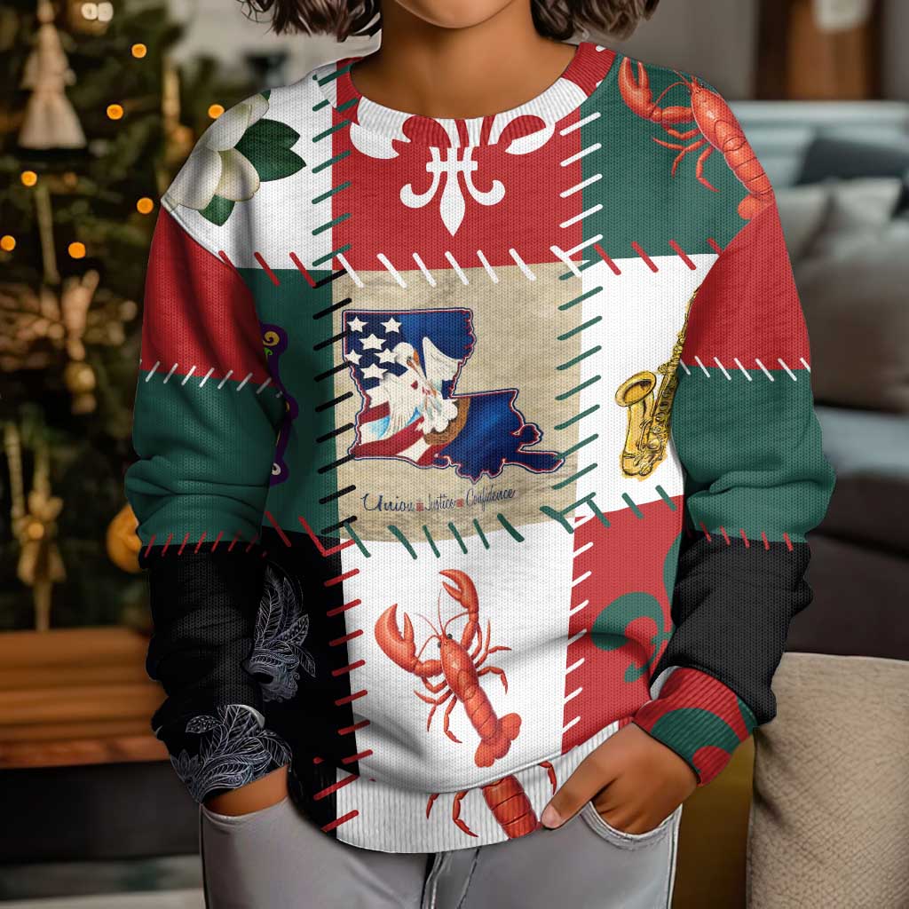 Louisiana Famous Things Christmas Kid Ugly Christmas Sweater Xmas Holiday Patterns - Wonder Print Shop