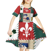 Louisiana Famous Things Christmas Kid Short Sleeve Dress Xmas Holiday Patterns - Wonder Print Shop