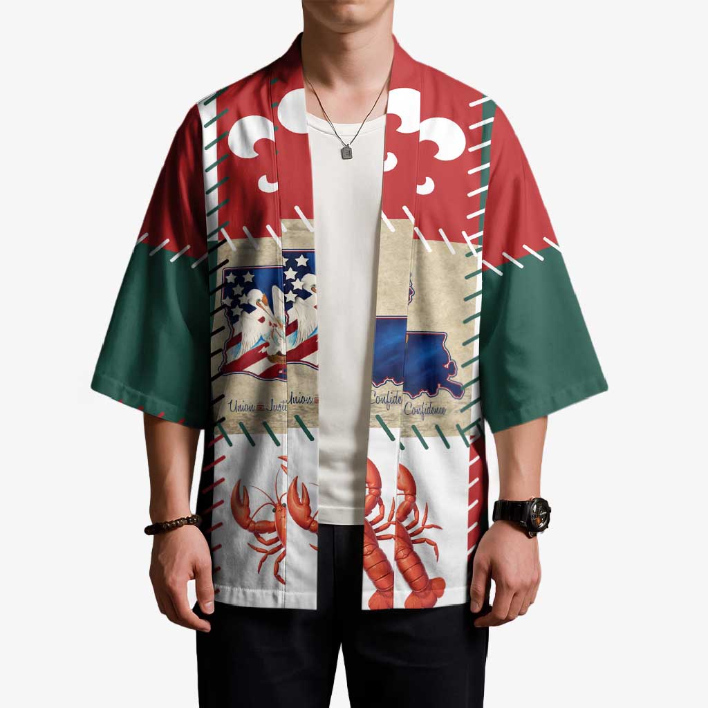 Louisiana Famous Things Christmas Kimono Xmas Holiday Patterns - Wonder Print Shop