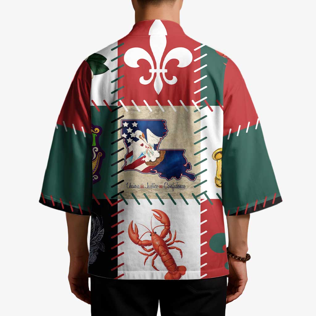 Louisiana Famous Things Christmas Kimono Xmas Holiday Patterns - Wonder Print Shop