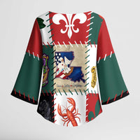 Louisiana Famous Things Christmas Kimono Sleeve Blouse Xmas Holiday Patterns - Wonder Print Shop