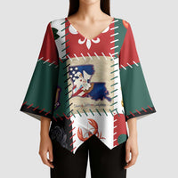 Louisiana Famous Things Christmas Kimono Sleeve Blouse Xmas Holiday Patterns - Wonder Print Shop
