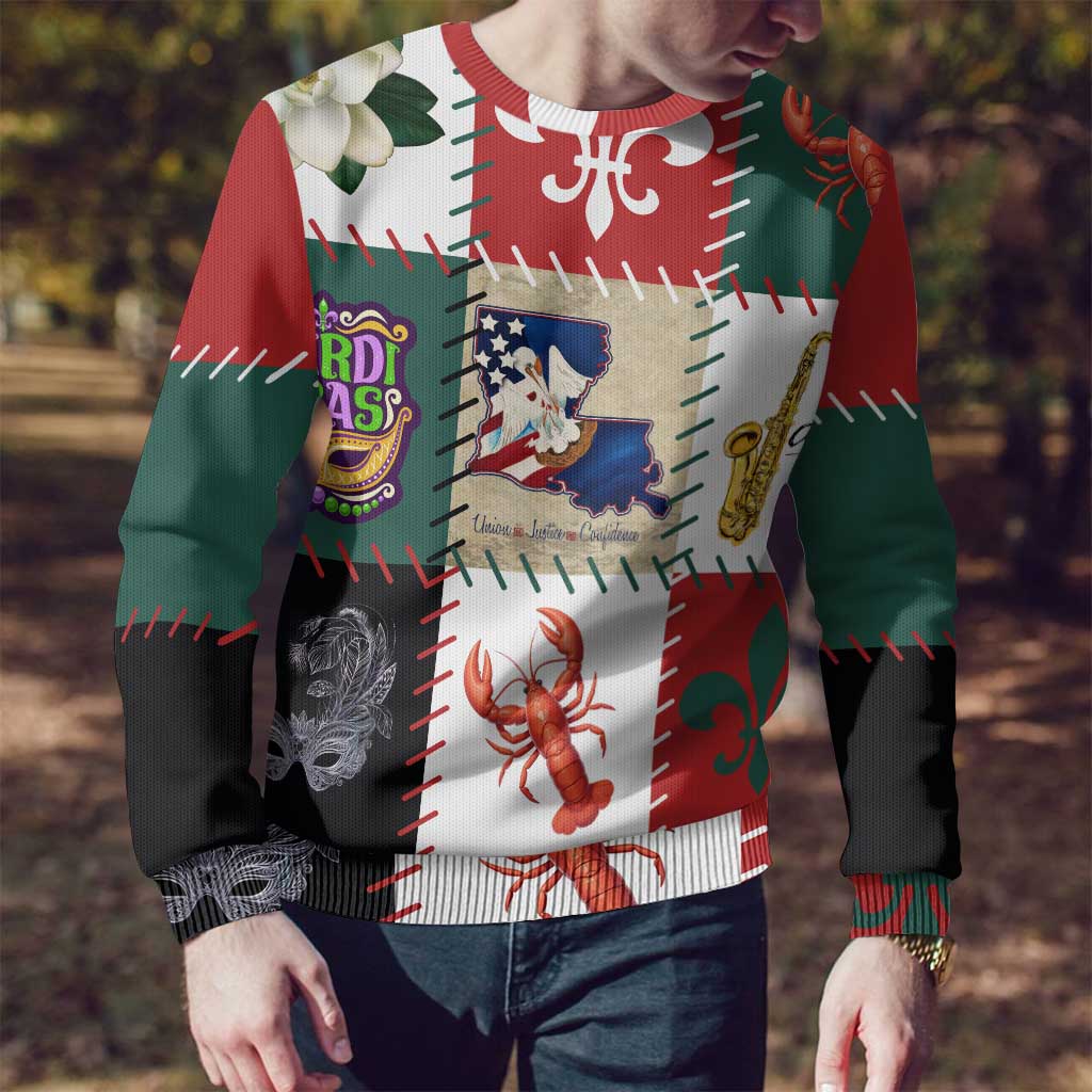 Louisiana Famous Things Christmas Ugly Christmas Sweater Xmas Holiday Patterns - Wonder Print Shop