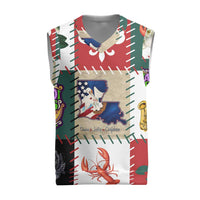 Louisiana Famous Things Christmas Knitted V-Neck Vest Xmas Holiday Patterns - Wonder Print Shop
