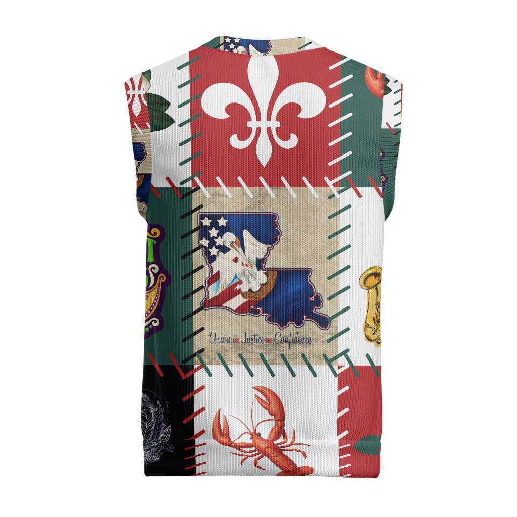 Louisiana Famous Things Christmas Knitted V-Neck Vest Xmas Holiday Patterns - Wonder Print Shop