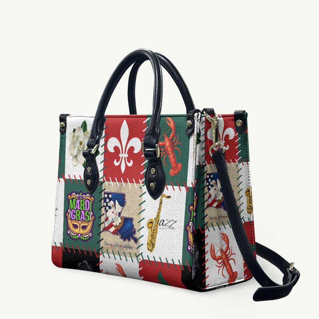 Louisiana Famous Things Christmas Leather Bag Xmas Holiday Patterns - Wonder Print Shop
