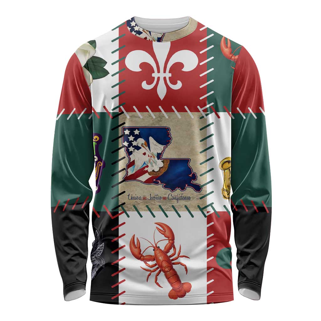 Louisiana Famous Things Christmas Long Sleeve Shirt Xmas Holiday Patterns - Wonder Print Shop