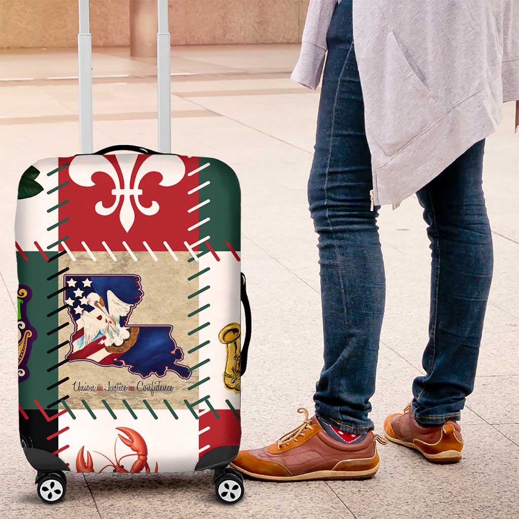 Louisiana Famous Things Christmas Luggage Cover Xmas Holiday Patterns - Wonder Print Shop