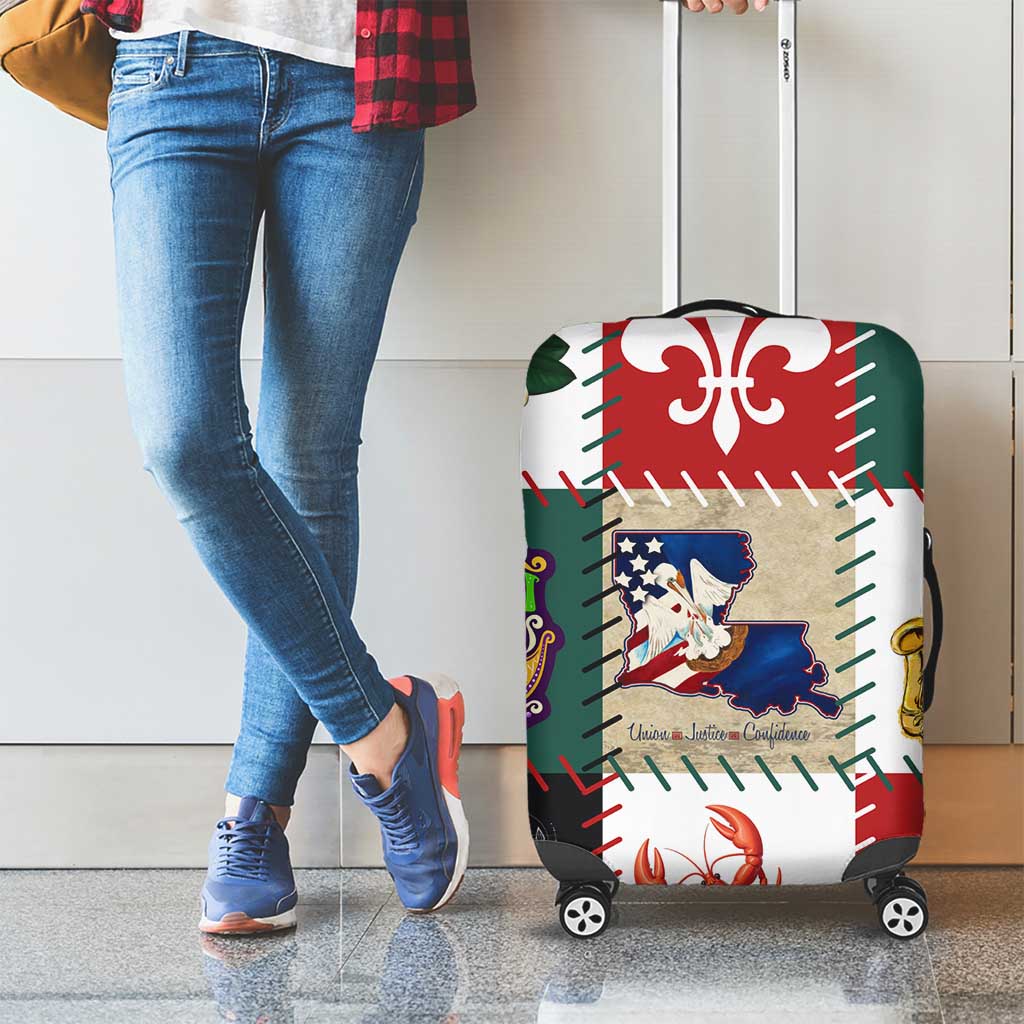 Louisiana Famous Things Christmas Luggage Cover Xmas Holiday Patterns - Wonder Print Shop
