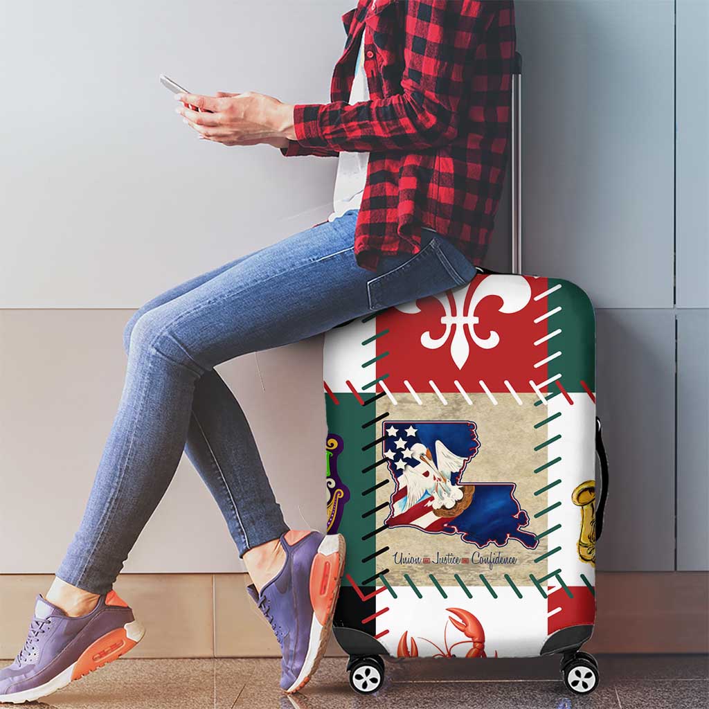 Louisiana Famous Things Christmas Luggage Cover Xmas Holiday Patterns - Wonder Print Shop