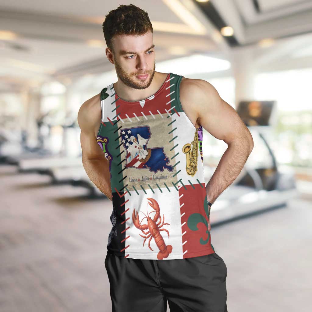 Louisiana Famous Things Christmas Men Tank Top Xmas Holiday Patterns - Wonder Print Shop