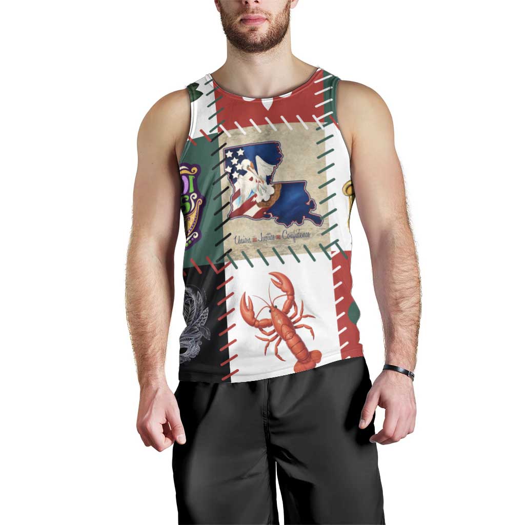 Louisiana Famous Things Christmas Men Tank Top Xmas Holiday Patterns - Wonder Print Shop