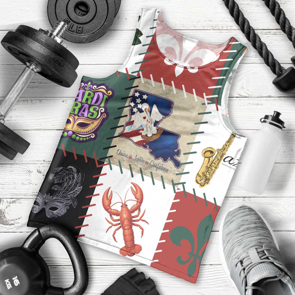 Louisiana Famous Things Christmas Men Tank Top Xmas Holiday Patterns - Wonder Print Shop