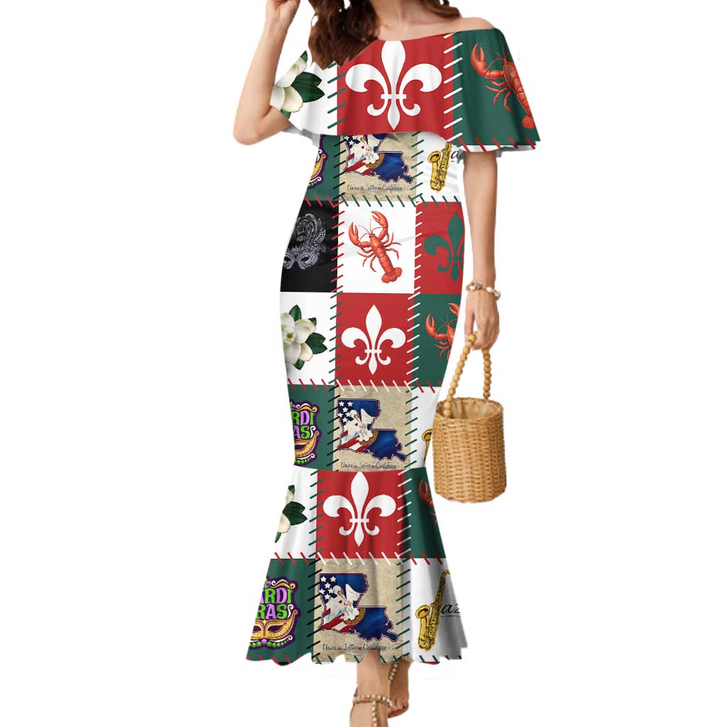 Louisiana Famous Things Christmas Mermaid Dress Xmas Holiday Patterns - Wonder Print Shop