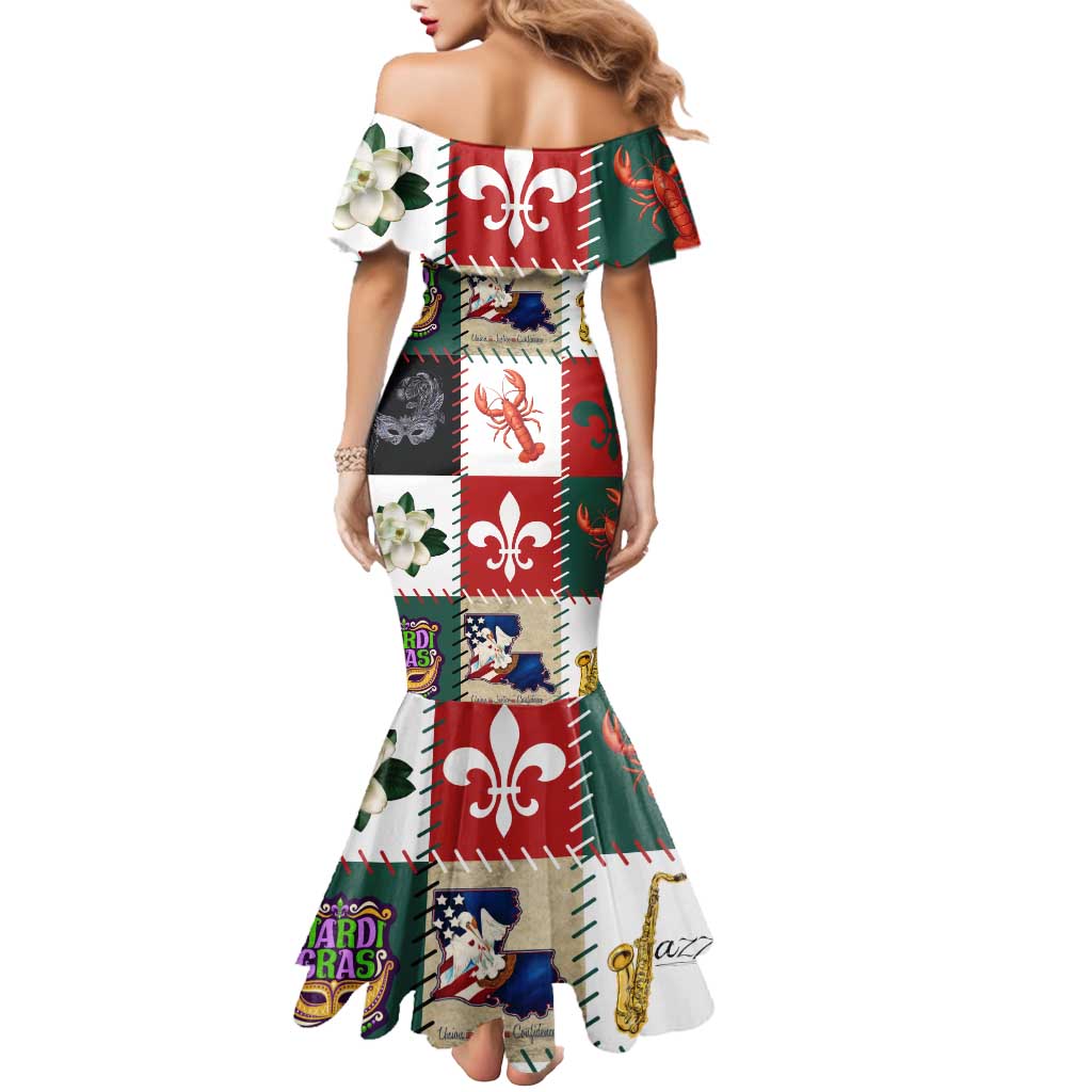 Louisiana Famous Things Christmas Mermaid Dress Xmas Holiday Patterns - Wonder Print Shop