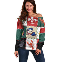 Louisiana Famous Things Christmas Off Shoulder Sweater Xmas Holiday Patterns - Wonder Print Shop