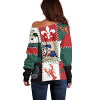 Louisiana Famous Things Christmas Off Shoulder Sweater Xmas Holiday Patterns - Wonder Print Shop