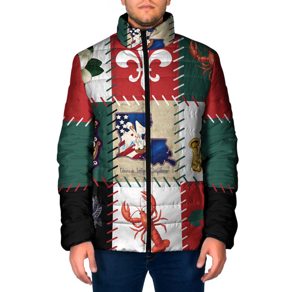 Louisiana Famous Things Christmas Padded Jacket Xmas Holiday Patterns - Wonder Print Shop