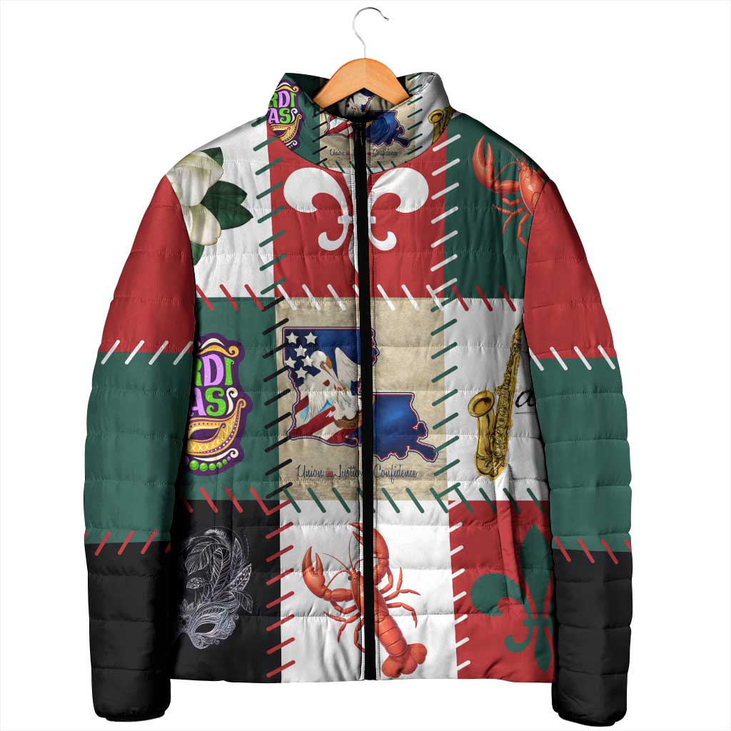 Louisiana Famous Things Christmas Padded Jacket Xmas Holiday Patterns - Wonder Print Shop