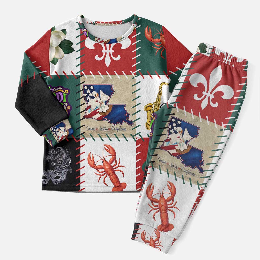 Louisiana Famous Things Christmas Pajama Set Xmas Holiday Patterns - Wonder Print Shop