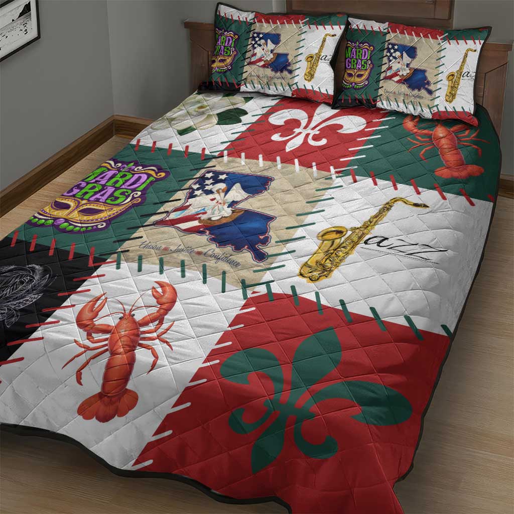 Louisiana Famous Things Christmas Quilt Bed Set Xmas Holiday Patterns - Wonder Print Shop
