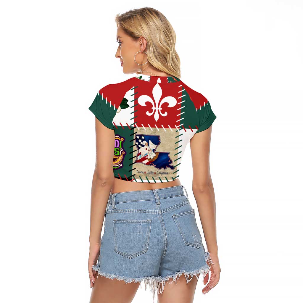 Louisiana Famous Things Christmas Raglan Cropped T Shirt Xmas Holiday Patterns - Wonder Print Shop