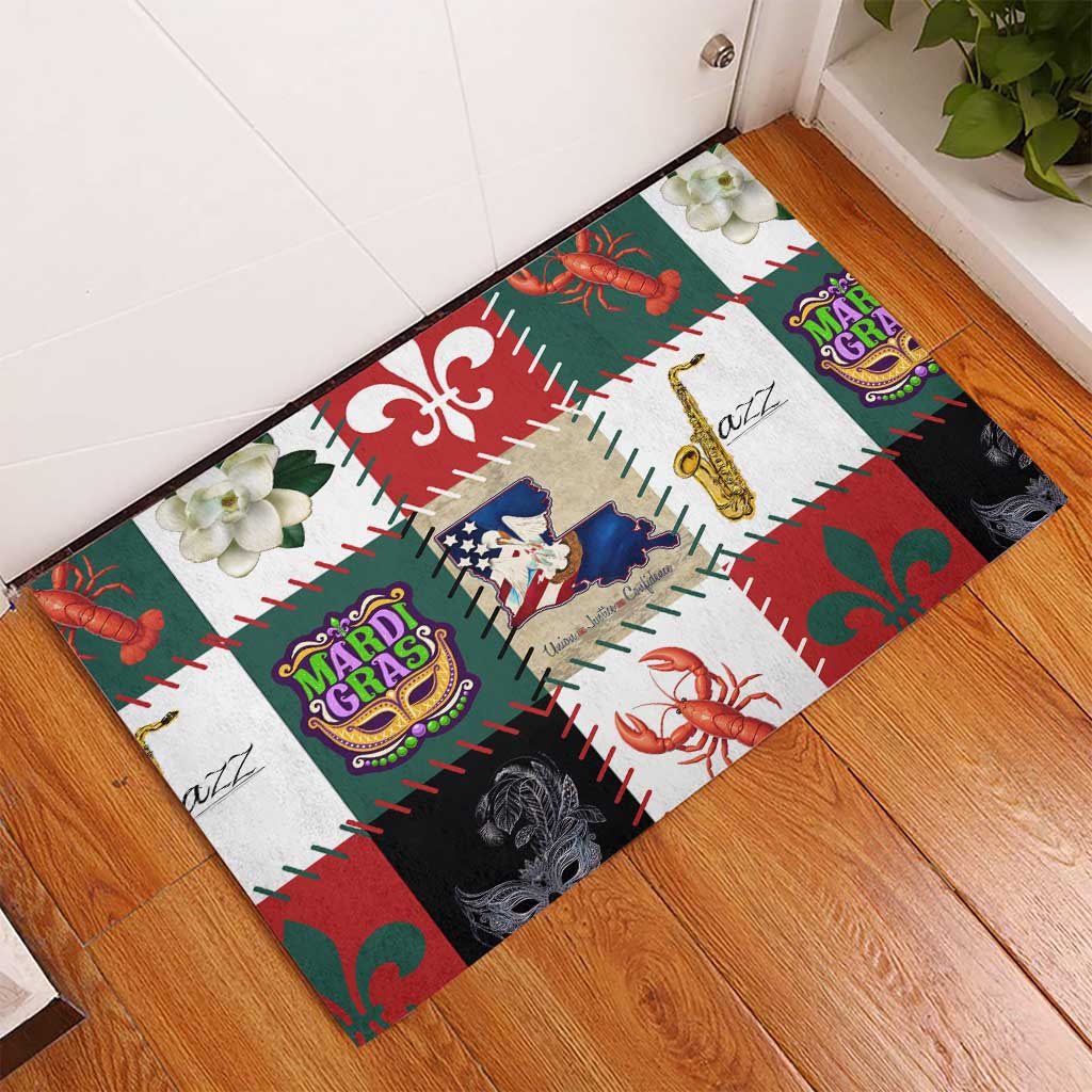 Louisiana Famous Things Christmas Rubber Doormat Xmas Holiday Patterns - Wonder Print Shop
