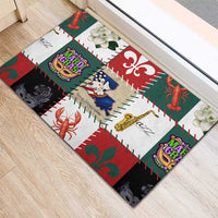 Louisiana Famous Things Christmas Rubber Doormat Xmas Holiday Patterns - Wonder Print Shop