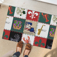 Louisiana Famous Things Christmas Rubber Doormat Xmas Holiday Patterns - Wonder Print Shop
