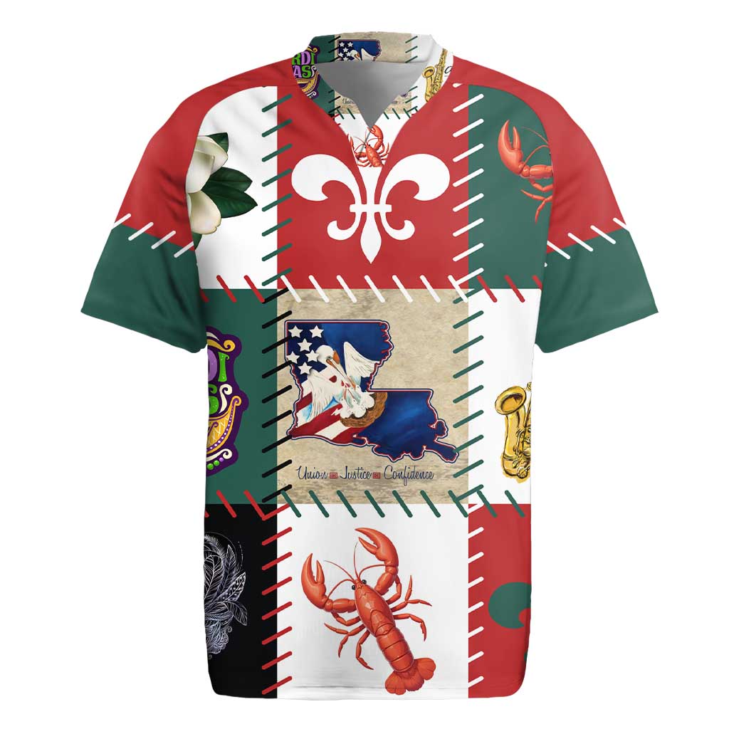 Louisiana Famous Things Christmas Rugby Jersey Xmas Holiday Patterns - Wonder Print Shop