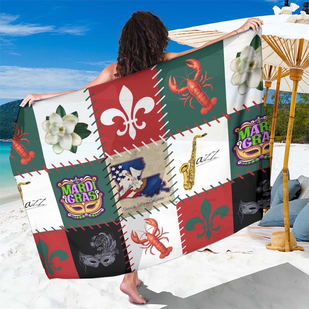 Louisiana Famous Things Christmas Sarong Xmas Holiday Patterns - Wonder Print Shop