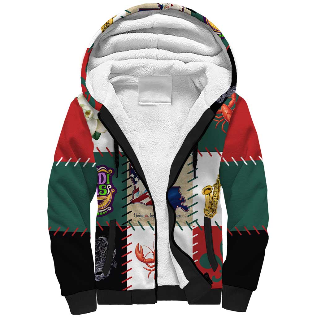 Louisiana Famous Things Christmas Sherpa Hoodie Xmas Holiday Patterns - Wonder Print Shop