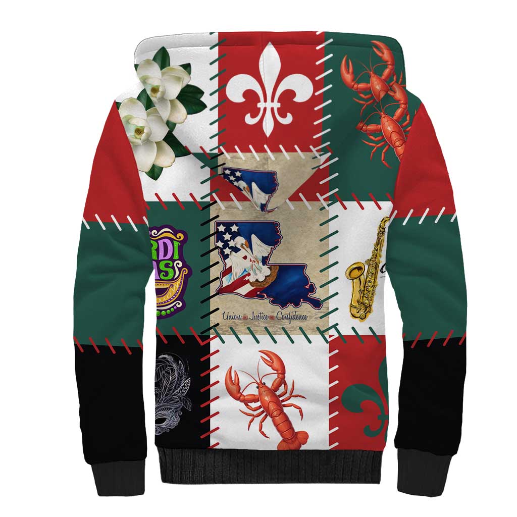 Louisiana Famous Things Christmas Sherpa Hoodie Xmas Holiday Patterns - Wonder Print Shop
