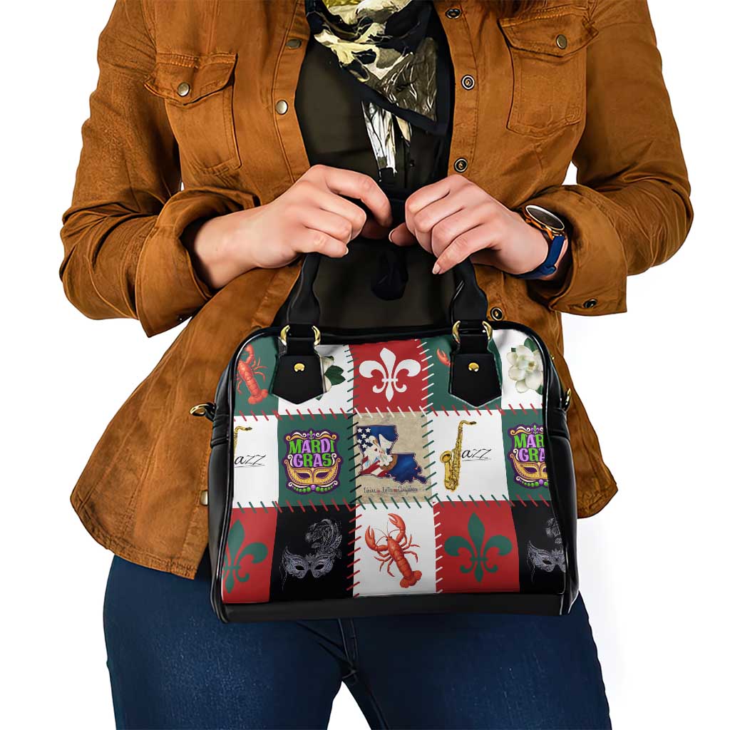 Louisiana Famous Things Christmas Shoulder Handbag Xmas Holiday Patterns - Wonder Print Shop