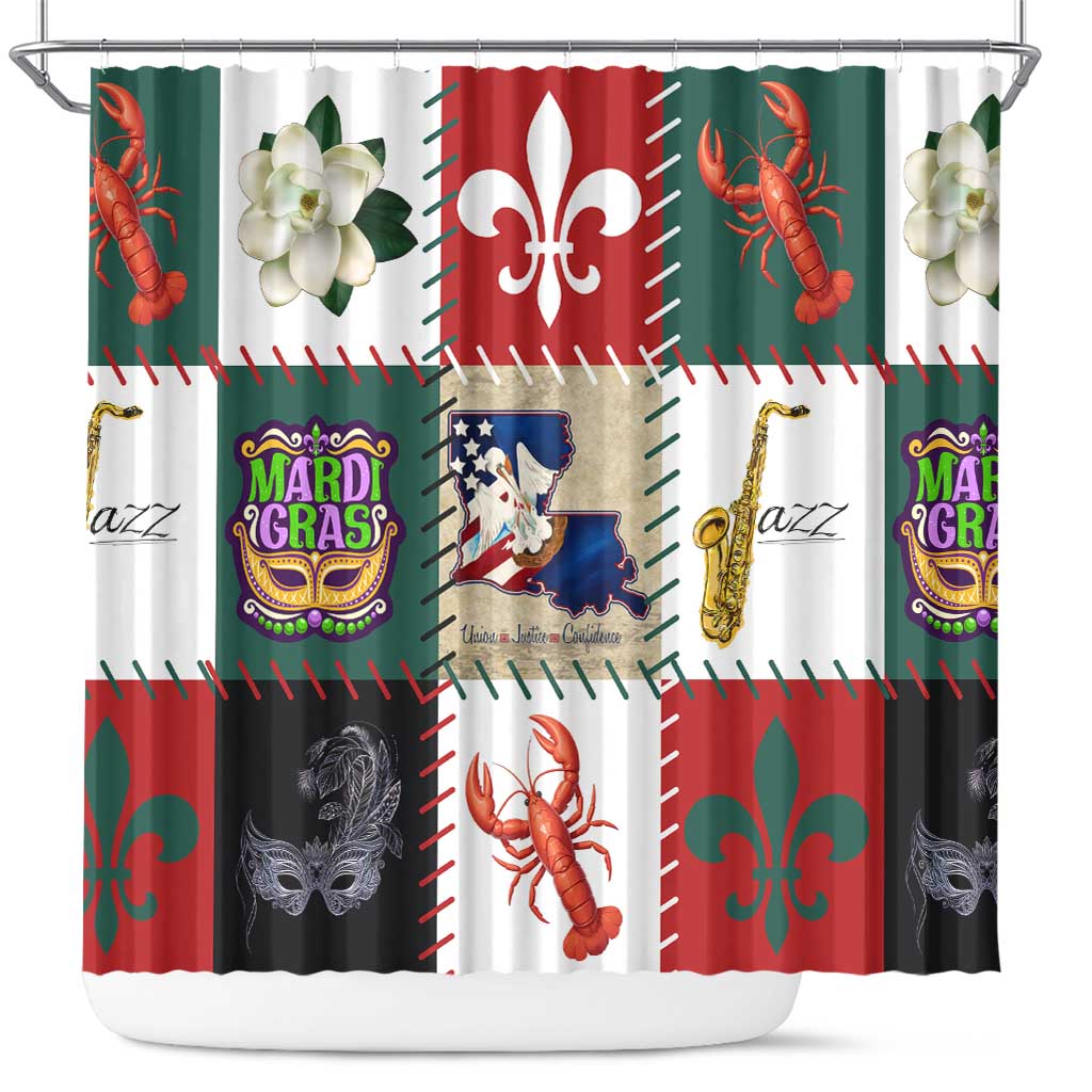 Louisiana Famous Things Christmas Shower Curtain Xmas Holiday Patterns - Wonder Print Shop