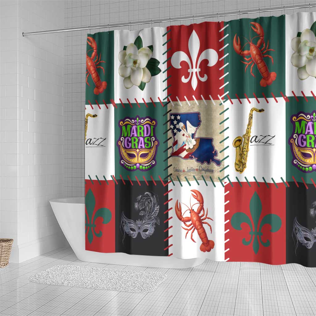 Louisiana Famous Things Christmas Shower Curtain Xmas Holiday Patterns - Wonder Print Shop