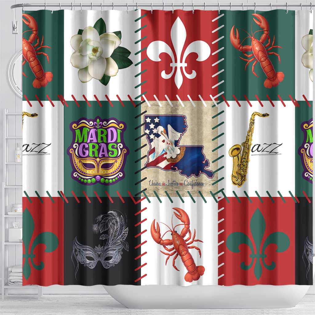 Louisiana Famous Things Christmas Shower Curtain Xmas Holiday Patterns - Wonder Print Shop