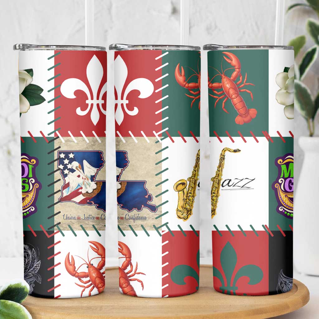 Louisiana Famous Things Christmas Skinny Tumbler Xmas Holiday Patterns - Wonder Print Shop