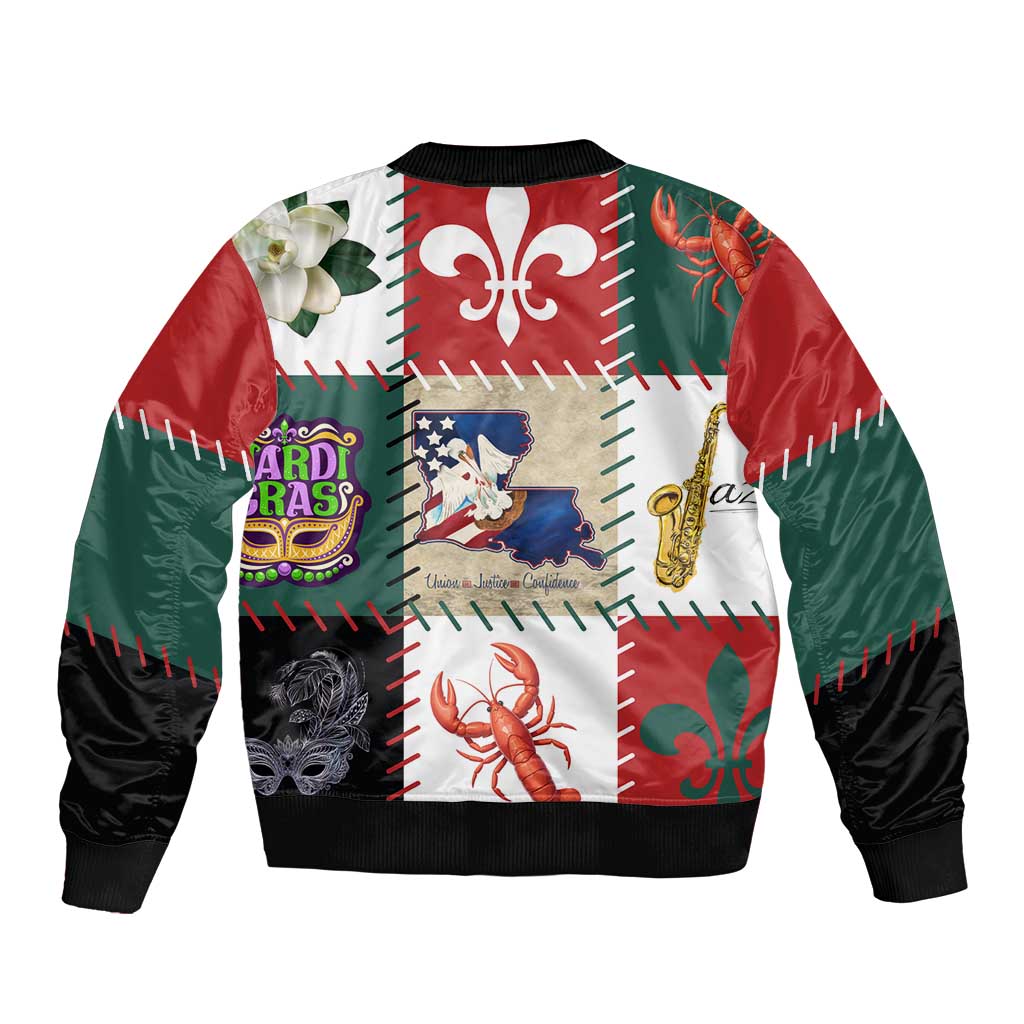 Louisiana Famous Things Christmas Sleeve Zip Bomber Jacket Xmas Holiday Patterns - Wonder Print Shop